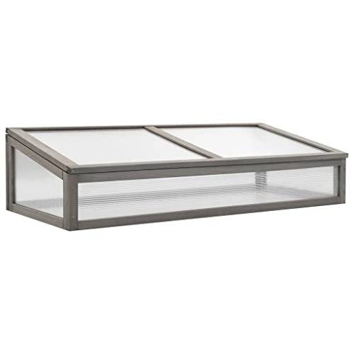 vidaXL Solid Fir Wood Raised Bed with Greenhouse - Weather-Resistant Garden Planter for Outdoor and Indoor Use - 43.3"x21.3"x47.2" - Rectangular Shape - Gray