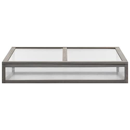 vidaXL Solid Fir Wood Raised Bed with Greenhouse - Weather-Resistant Garden Planter for Outdoor and Indoor Use - 43.3"x21.3"x47.2" - Rectangular Shape - Gray