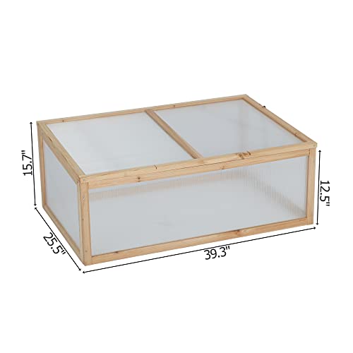 BIGTREE Wooden Cold Frame Garden Nursery Vented Greenhouse Raised Flower Planter Portable with Openable Top for Home Decor Patio Balcony Garden Backyard