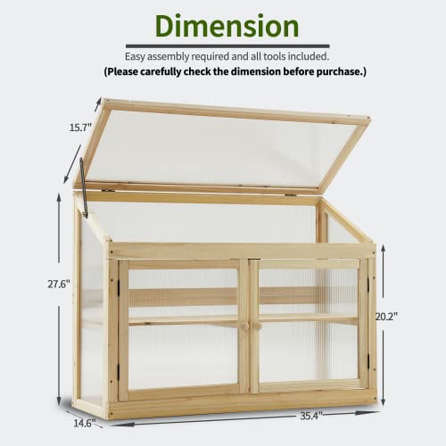MCombo 2-Tier Wooden Cold Frame Garden Greenhouse Raised Flower Planter Shelf Bed Protection 6057-0160 (Natural)