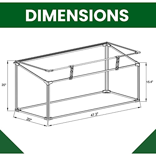 Hanover 47-in. Single Garden Bed Cold Frame Mini-Greenhouse Plant Protector, Lightweight and Portable Greenhouse for Garden, Backyard, Patio, Deck, or Porch, Durable Home Greenhouse with Ventilation
