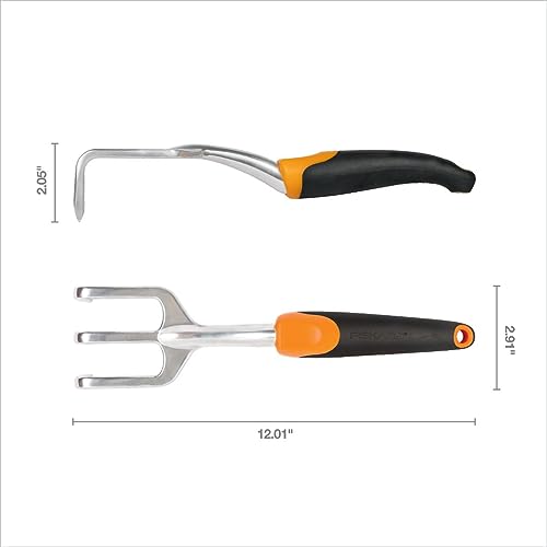 Fiskars Ergo Cultivator - Heavy Duty Gardening Hand Tool with Hang Hole - Lawn and Yard Tools - Black/Orange