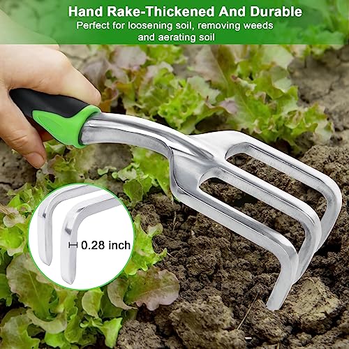 Garden Tools Set, 3 Pack Heavy Duty Gardening Tools Set Include Garden Shovel, Transplant Trowel and Hand Rake with Ergonomic Non-Slip Handle, Aluminum Alloy Lawn and Garden Hand Tools for Planting