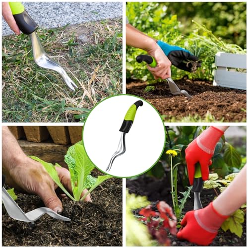 SZHLUX SZ-CCQ-HL Weeder Premium Weed Puller, Gardening Hand Tool with Ergonomic Handle, Green