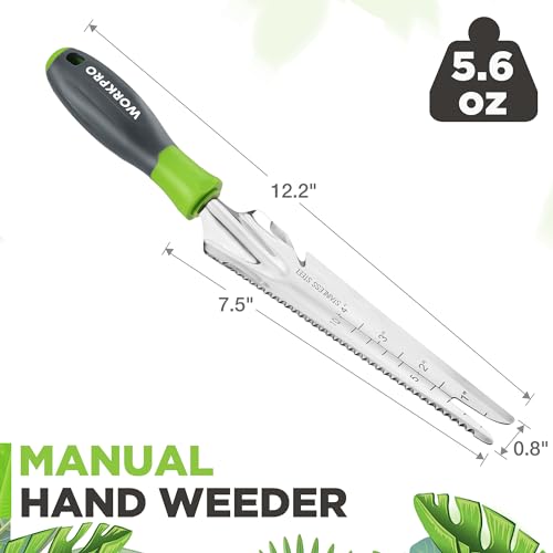 WORKPRO Hand Weeder Puller, 5-in-1 Stainless Steel Garden Trowel with Soft Handle, Gardening Weeding Tool for Easy Weeder Removal, Planting, Weeding, Flower & Vegetable Care in Garden Lawn Yard