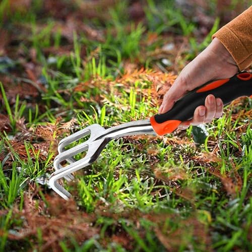 Garden Tools Set 3 Pack Gardening Include Garden Shovel Transplant Trowel and Hand Rake with Ergonomic Non-Slip Handle for Women Men Mom or Dad Hand Tools Kit (3 Pieces Red)