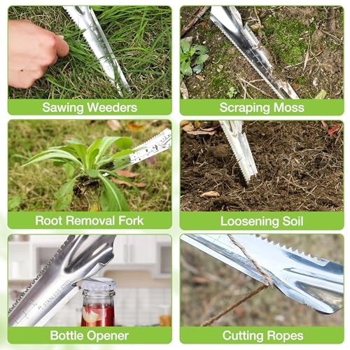 WORKPRO Hand Weeder Puller, 5-in-1 Stainless Steel Garden Trowel with Soft Handle, Gardening Weeding Tool for Easy Weeder Removal, Planting, Weeding, Flower & Vegetable Care in Garden Lawn Yard