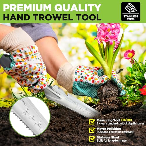 WORKPRO Hand Weeder Puller, 5-in-1 Stainless Steel Garden Trowel with Soft Handle, Gardening Weeding Tool for Easy Weeder Removal, Planting, Weeding, Flower & Vegetable Care in Garden Lawn Yard