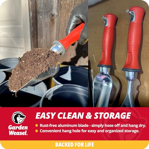 Garden Weasel Potting Scoop - Oversized | Dig and Transport | Planting and Gardening Hand Digging Tools, Heavy Duty Soil Scoop, Mini Gardening Shovel | 91362