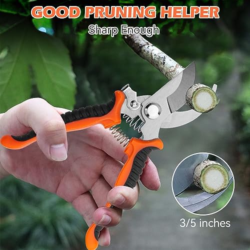 Fecsam Garden Tools Set, Updated 3 PCS Heavy Duty Gardening Kit - Hand Shovel/Trowel, Manual Weeder and Sharp Bypass Pruning Shears/Scissors/Clippers with Bigger Ergonomic Handle, Ideal Gift