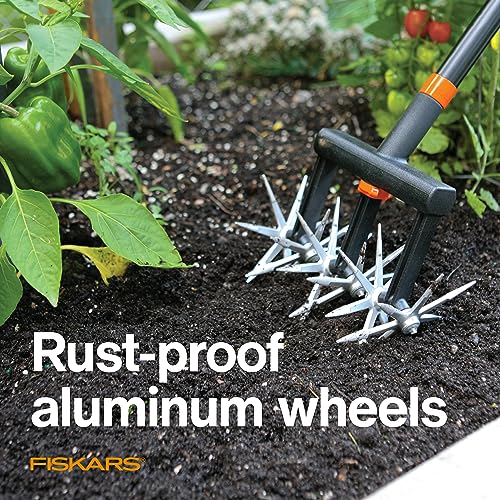 Fiskars Telescoping Rotary Cultivator - 40"-60" Extendable Gardening Hand Tool - Rotary Hand Cultivator Tool and Garden Tiller for Soil or Reseeding Grass