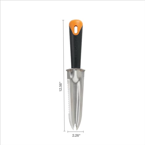 Fiskars Multi-Purpose Garden Knife - Planting Tool for Weeding, Digging, and Cultivating with Hanging Hole - Steel Head - Lawn and Yard Tools - Black/Orange