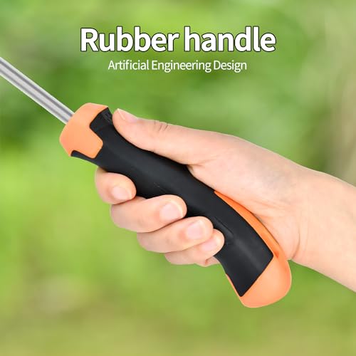 GANCHUN Weed Puller Tool，2024 New Garden Weeder Tool Stainless Steel Hand Weeder Tool,4 Teethes Dual Purpose Weed Remover Tool Weeding Tools for Gardening (Rubber Handle)