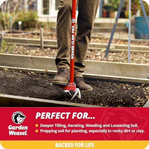 Garden Weasel Claw Pro - 3-in-1 | Cultivate, Loosen, Aerate, Weed | Gardening Hand Tiller, Twist Weeding Tool, Digging Fork, Cultivator, Soil Loosener | 91334