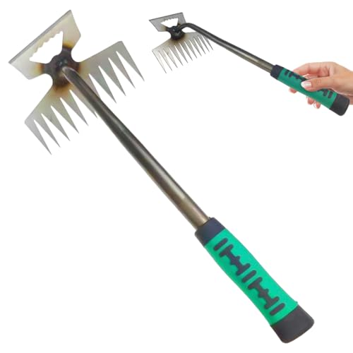 Scappof Gardening Hand Weeder Tools, 2024 New Weeding Artifact Uprooting Weeding Tool Weeding Rake Uprooting Weeding Tool, Multifunctional Garden Hand Weeder Tools for Garden (5 Tines)