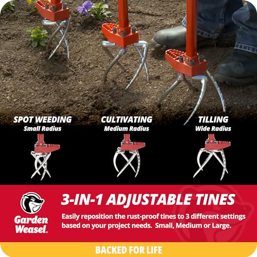 Garden Weasel Claw Pro - 3-in-1 | Cultivate, Loosen, Aerate, Weed | Gardening Hand Tiller, Twist Weeding Tool, Digging Fork, Cultivator, Soil Loosener | 91334
