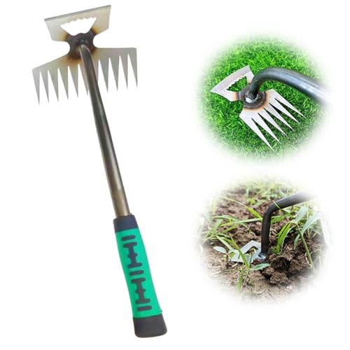 Scappof Gardening Hand Weeder Tools, 2024 New Weeding Artifact Uprooting Weeding Tool Weeding Rake Uprooting Weeding Tool, Multifunctional Garden Hand Weeder Tools for Garden (5 Tines)