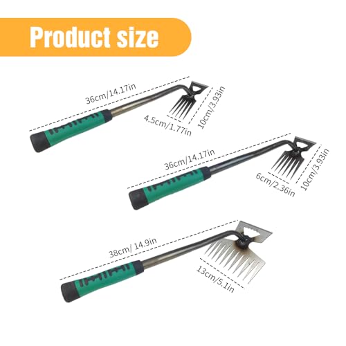 Scappof Gardening Hand Weeder Tools, 2024 New Weeding Artifact Uprooting Weeding Tool Weeding Rake Uprooting Weeding Tool, Multifunctional Garden Hand Weeder Tools for Garden (5 Tines)
