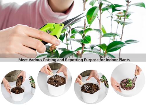Josteve 5Pcs Succulent Tools Mini Garden Small Gardening Tools Indoor, Pruning Shear Gardening Scissors, Hand Tool kit for Bonsai, Cactus, Fairy, Houseplant of Transplanting, Repotting, Seedling Soil