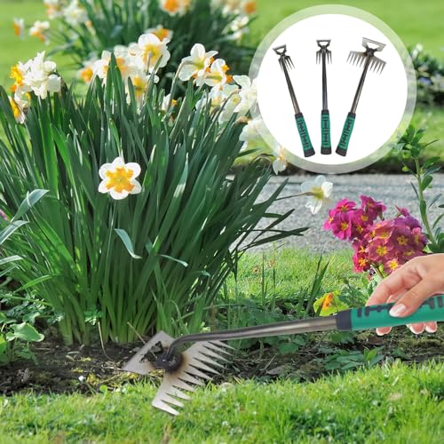 Scappof Gardening Hand Weeder Tools, 2024 New Weeding Artifact Uprooting Weeding Tool Weeding Rake Uprooting Weeding Tool, Multifunctional Garden Hand Weeder Tools for Garden (5 Tines)