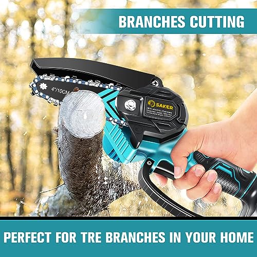 Saker Mini Chainsaw,Portable Electric Chainsaw Cordless,Fathers Day Gift for Dad[Seniors Friendly],Small Handheld Chain Saw Pruning Shears Chainsaw for Tree Branches,Courtyard and Garden