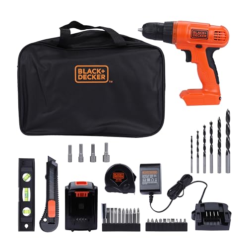 BLACK+DECKER 20V MAX Drill & Home Tool Kit, 34 Piece (BDCD120VA), Orange