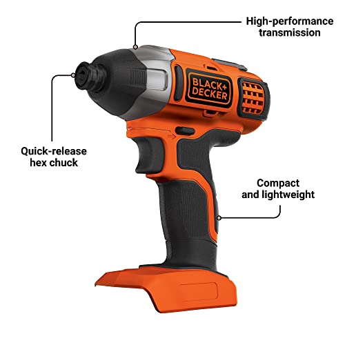 BLACK+DECKER 20V MAX* POWERCONNECT 1/4 in. Cordless Impact Driver, Tool Only (BDCI20B)