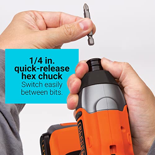 BLACK+DECKER 20V MAX* POWERCONNECT 1/4 in. Cordless Impact Driver, Tool Only (BDCI20B)