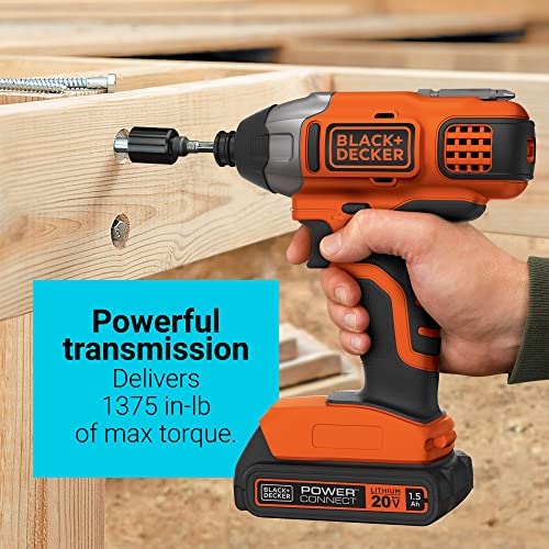 BLACK+DECKER 20V MAX* POWERCONNECT 1/4 in. Cordless Impact Driver, Tool Only (BDCI20B)