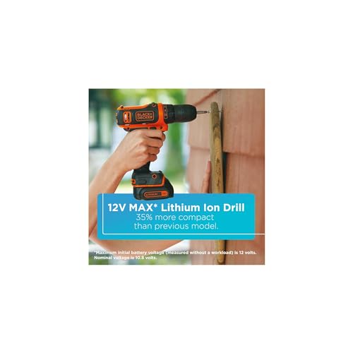 BLACK+DECKER 12V MAX Drill & Home Tool Kit, 60-Piece (BDCDD12PK)