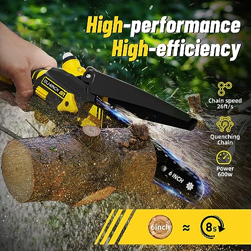 Mini Chainsaw Cordless 6'' with 2×21V Battery, IMOUMLIVE Brushless Powerful Electric Small Hand Portable Chain Saw with Auto Oiler, Lightweight, 2.2 lbs, Handheld, Easy For Pruning, Cutting, Trimming