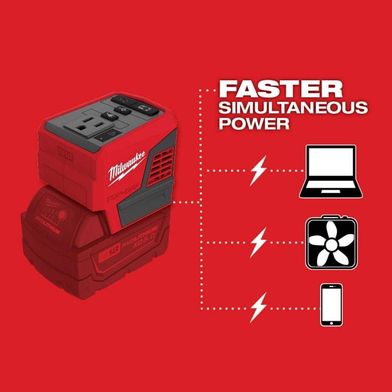 Milwaukee 2846-50 M18 TOP-OFF 175-Watt Cordless Power Supply Inverter with M18 REDLITHIUM XC 5 Ah Lithium-Ion Battery