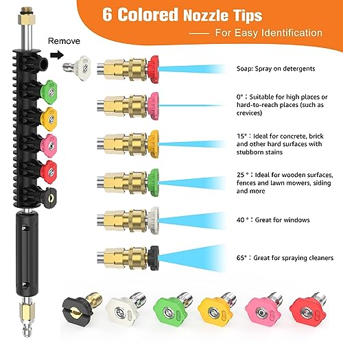Sealegend 8FT Gutter Cleaning Tools Pressure Washer Extension Wand Upgrade Pressure Washer Accessories with 6 Spray Nozzle Tips, 3 Gutter Cleaner Attachment Curved Rod, 1/4" Quick Connect, 4000 PSI