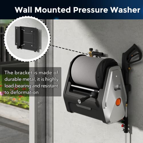 Giraffe Tools Grandfalls Pressure Washer Plus+, Electric Wall Mount Power Washer with 100FT Replaceable Pressure Hose, 2200PSI, 2.4GPM, 4 Nozzles, Foam Cannon, Spray Gun for Cars/Patios