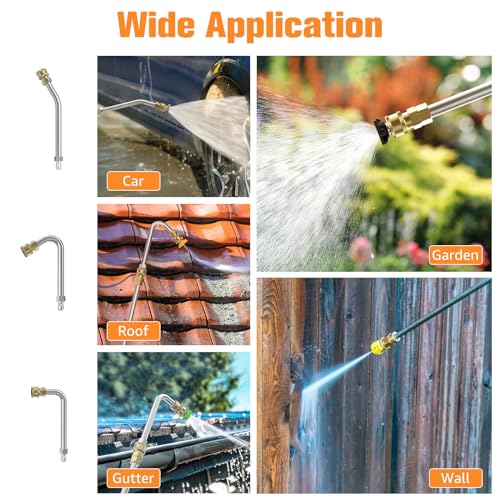 Sealegend 8FT Gutter Cleaning Tools Pressure Washer Extension Wand Upgrade Pressure Washer Accessories with 6 Spray Nozzle Tips, 3 Gutter Cleaner Attachment Curved Rod, 1/4" Quick Connect, 4000 PSI