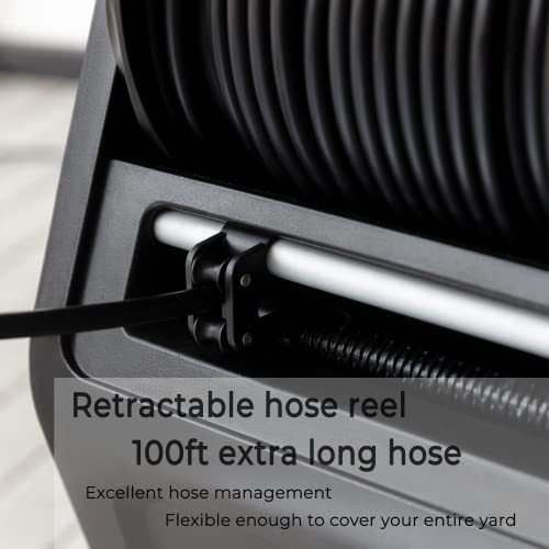 Giraffe Tools Grandfalls Pressure Washer, Electric Wall Mounted Power Washer with 100FT Retractable Hose, Soap Tank and 4-Nozzle Set, Dark Silver