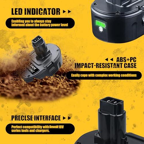VANON 6.0Ah Lithium Ion Batteries Replacement for Dewalt 18v Battery XRP DC9096 DC9098 DC9099 DW9098 DW9099 DW9095 DW9096 DE9039 DC9181 Compatible with Dewalt 18V Cordless Power Tools 2 Pack