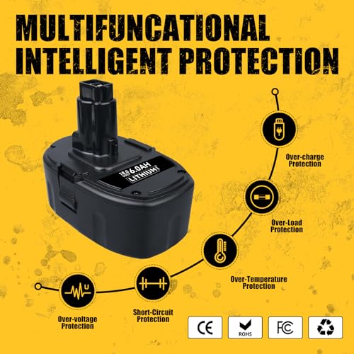 VANON 6.0Ah Lithium Ion Batteries Replacement for Dewalt 18v Battery XRP DC9096 DC9098 DC9099 DW9098 DW9099 DW9095 DW9096 DE9039 DC9181 Compatible with Dewalt 18V Cordless Power Tools 2 Pack