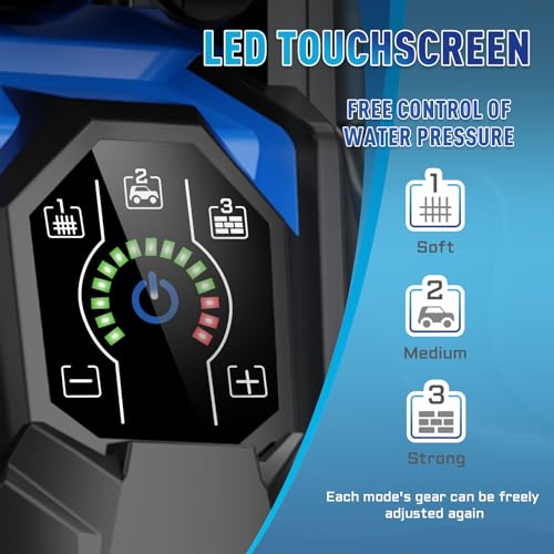 Electric Pressure Washer 4500 PSI 3.2 GPM Touch Screen Adjustable Pressure,4 Nozzles and 500ml Foam Cannon Power Washer Cleaning for Patio