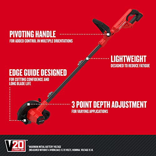 CRAFTSMAN 20V Edger Lawn Tool, Cordless Trencher, Bare Tool Only (CMCED400B)