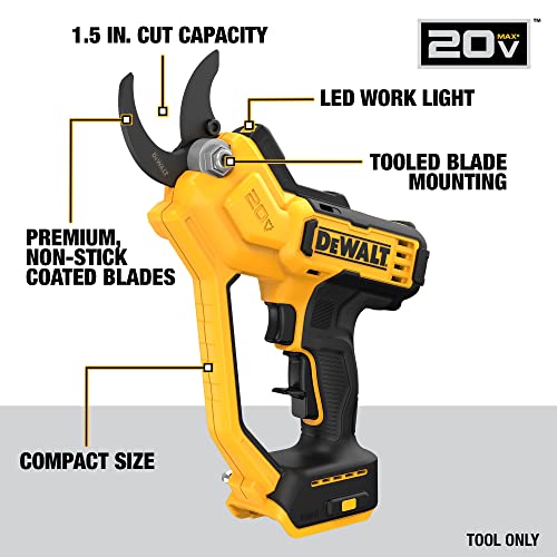 DEWALT 20V MAX Pruning Shears Garden Tool, Cordless, Bare Tool Only (DCPR320B)