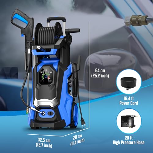 Electric Pressure Washer 4500 PSI 3.2 GPM Touch Screen Adjustable Pressure,4 Nozzles and 500ml Foam Cannon Power Washer Cleaning for Patio