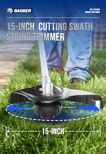 WILD BADGER POWER 40V Cordless Weed Wacker, String Trimmer/Edger, Pole Saw, Hedge Trimmer and Brush Cutter Blade, Attachment Capable 4-in-1 Multi-Tool Kit with 2 * 20V 4Ah Battery and 1*Charger