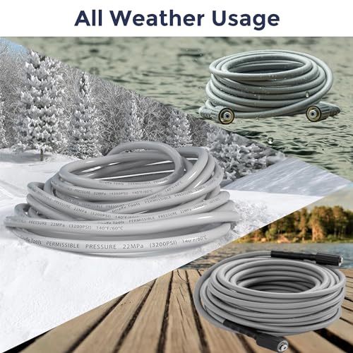 Giraffe Tools Pressure Washer Hose 100FT X 1/4", 3200 PSI Pressure Washing Hose, Kink Resistant, Heavy Duty Power Washer Hose, M22 to 3/8" Quick Connect Couplers for Replacement, 7 Accessories