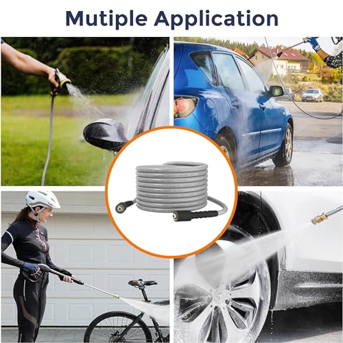 Giraffe Tools Pressure Washer Hose 100FT X 1/4", 3200 PSI Pressure Washing Hose, Kink Resistant, Heavy Duty Power Washer Hose, M22 to 3/8" Quick Connect Couplers for Replacement, 7 Accessories