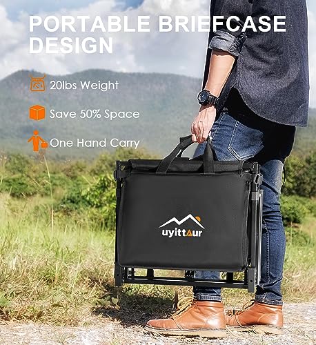 Uyittour Collapsible Wagon Cart Heavy Duty Foldable, Portable Folding Wagon with Ultra-Compact Design, Utility Grocery Wagon for Camping Sports Shopping, Black