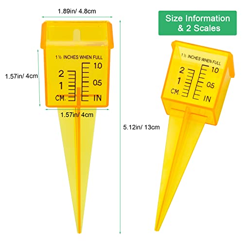 Anglekai 10PCS Rain Gauges, 1.5" Sprinkler Gauge for Lawn Water Gauge with Wide Mouth Sprinkler Rain Gauge, Transparent Outdoor Water Measuring Tool for Accurate Lawn Garden Water Gauge (10, Yellow)
