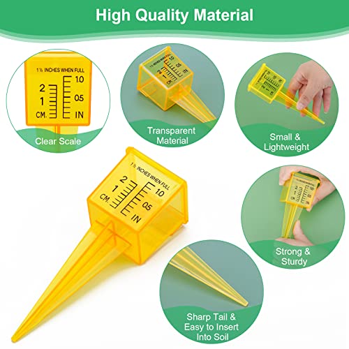 Anglekai 10PCS Rain Gauges, 1.5" Sprinkler Gauge for Lawn Water Gauge with Wide Mouth Sprinkler Rain Gauge, Transparent Outdoor Water Measuring Tool for Accurate Lawn Garden Water Gauge (10, Yellow)