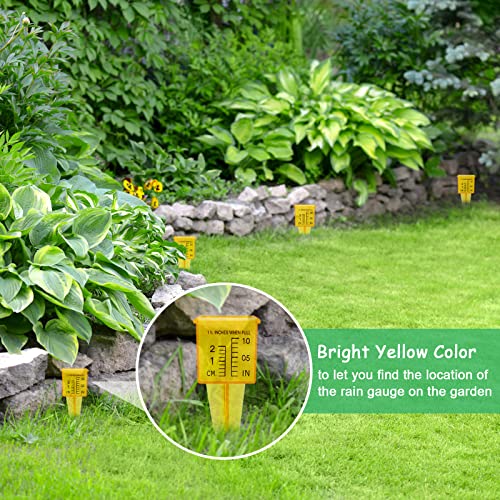 Anglekai 10PCS Rain Gauges, 1.5" Sprinkler Gauge for Lawn Water Gauge with Wide Mouth Sprinkler Rain Gauge, Transparent Outdoor Water Measuring Tool for Accurate Lawn Garden Water Gauge (10, Yellow)