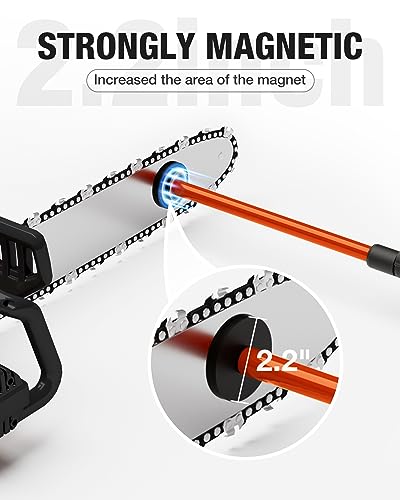 FILKO Strong Magnetic Firewood Measuring Tool, Used for Fast Measure Firewood Length, Firewood Gauge Freely Adjust from 16'' to 29'', One Step Installation, High Vis Orange, Attach to Any Chainsaw